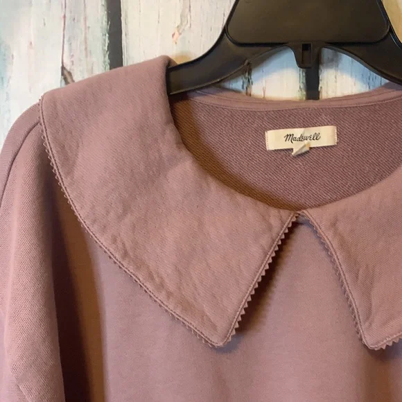 🚫SOLD🚫Madewell Dusty Plum Sweatshirt with Over-sized Peter Pan Collar Size XL - Picture 5 of 6